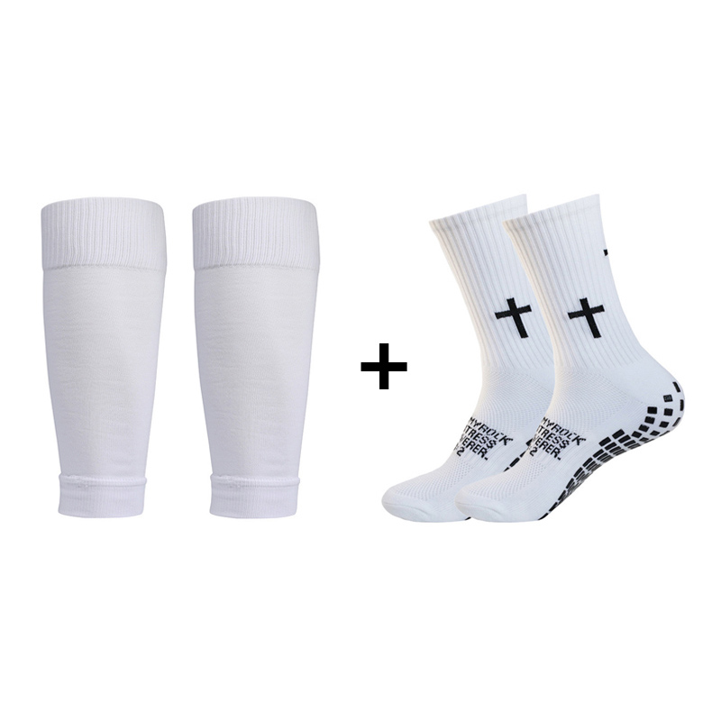 Knee Brace Badminton - 2足セット 滑り止めサッカーソックスと膝パッド カーフスリーブ 男女兼用 アウトドアスポーツソックス 通気性バスケットボールサッカーソックス
