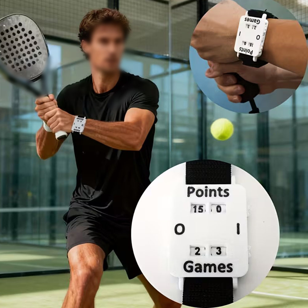 Badminton Score Counter - テニス パデル リストスコアキーパー メカニカ スコアカウンター 調整可能な伸縮ストラップ