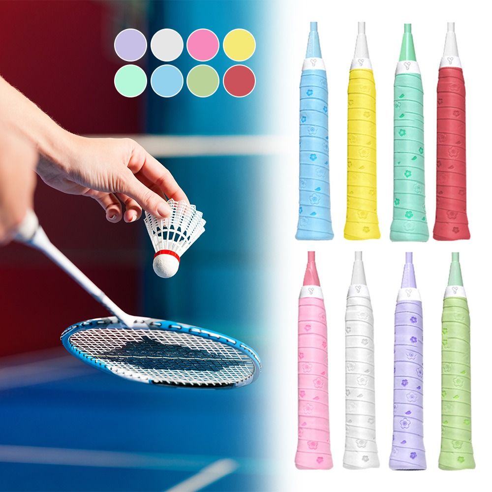 Badminton Player - 新しいPUバドミントンハンドルラップテープ滑り止め吸汗性バドミントンオーバーグリッププリントテニスハンドルテープ