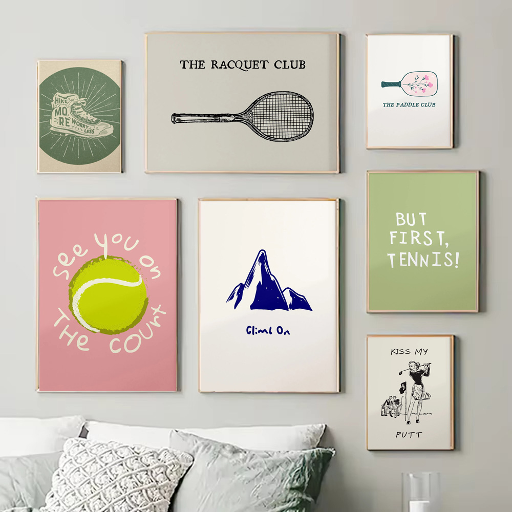Badminton Quotes - ファッションテニスクライミングスポーツアートウォールアートテニスゴルフ登山靴おかしいプリントキャンバス絵画ホームスポーツ装飾