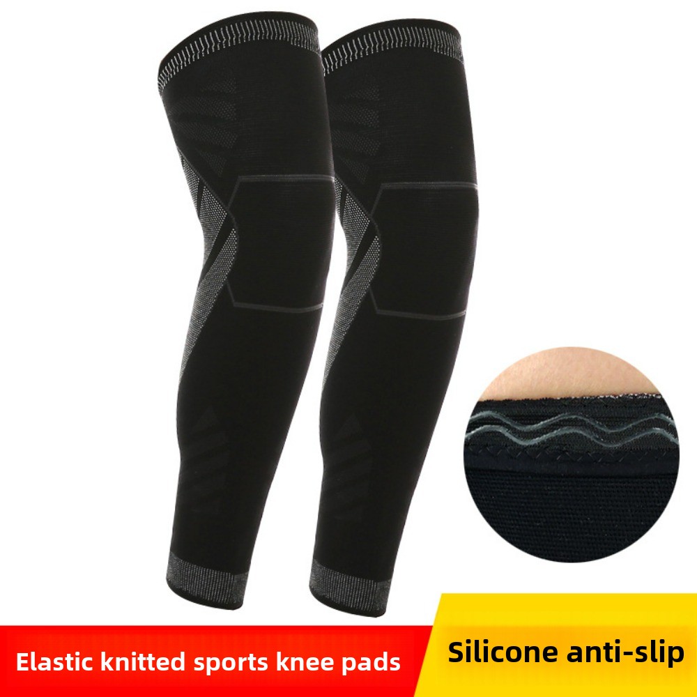 Knee Brace Badminton - 延長ランニングニーパッド バスケットボールスポーツ用 通気性シリコン滑り止め膝ふくらはぎレッグスリーブ スポーツ用