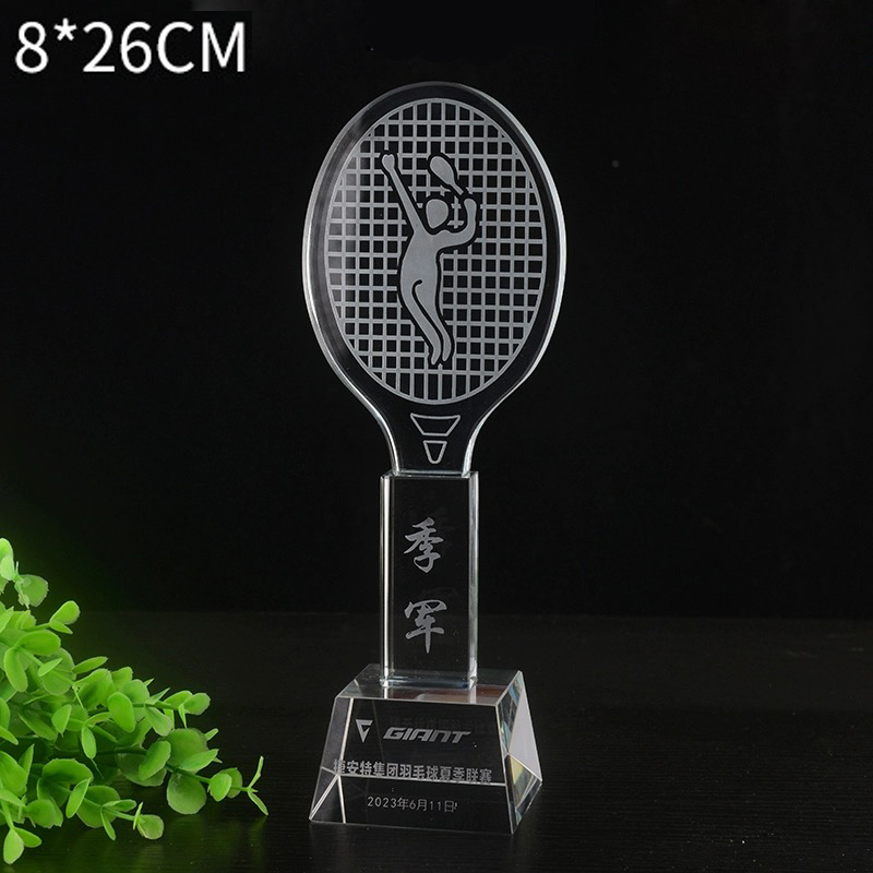 Badminton Europe - カスタマイズされたクリスタルトロフィー,バドミントンとテニスのコンペティション,スポーツアート賞,無料のカスタマイズ,ロゴ刻印,テキスト受賞者賞,1個