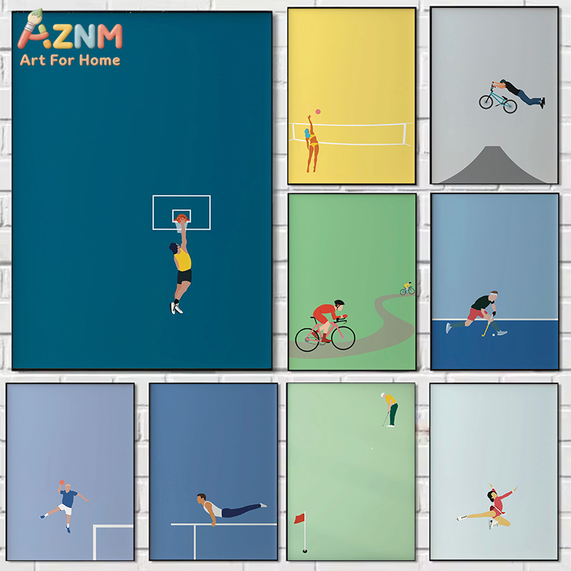 Badminton Quotes - AZNM ミニマリストスポーツテーマのキャンバスウォールアート バスケットボール テニス サイクリング ゴルフ