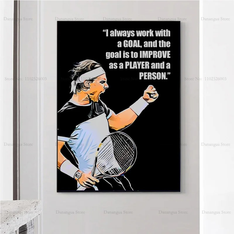 ラファエル新しい引用ナダルテニスプレーヤースポーツスターポス - Badminton Quotes のレビューと価格