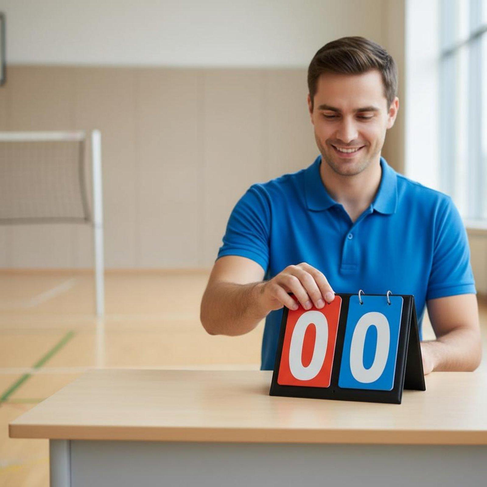 厚手の革製スポーツスコアボード。素早く点数を更新できる卓上式 - Badminton Score Counter のレビューと価格