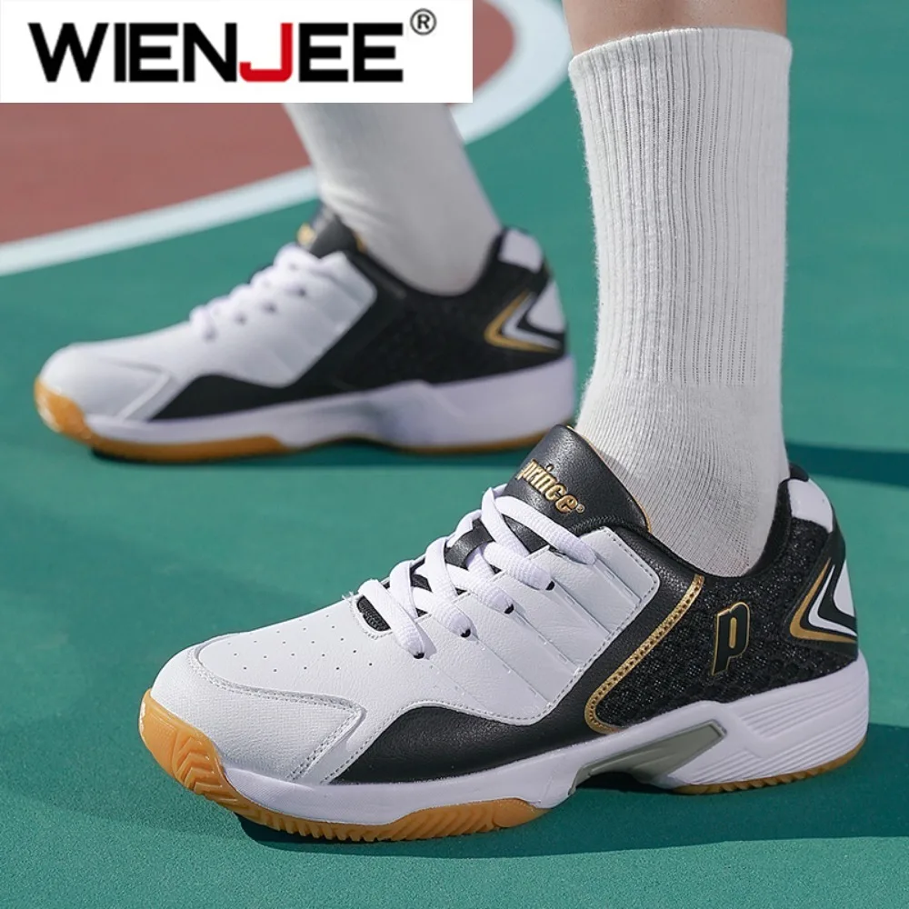 プロの男性女性革バドミントンシューズカップル滑り止めトレーニ - Badminton Player のレビューと価格